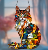 1pc Colorful Acrylic Longhair Cat Suncatcher